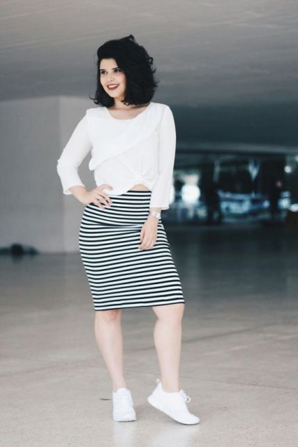 How to Wear Pencil Skirt with Sneakers – 48 Wonderful Looks With the Piece!
