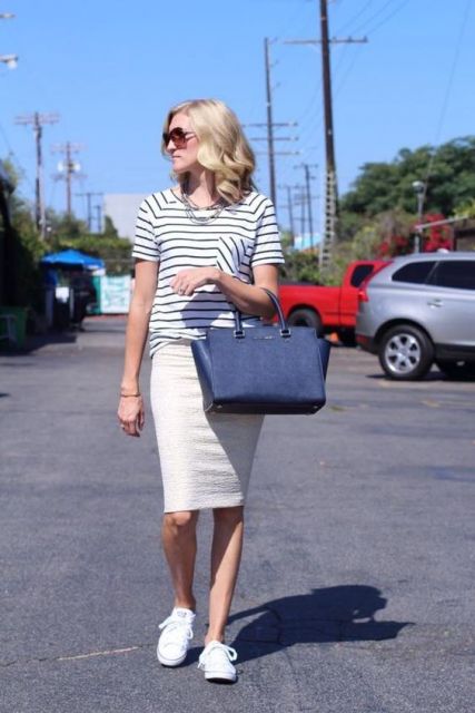 How to Wear Pencil Skirt with Sneakers – 48 Wonderful Looks With the Piece!