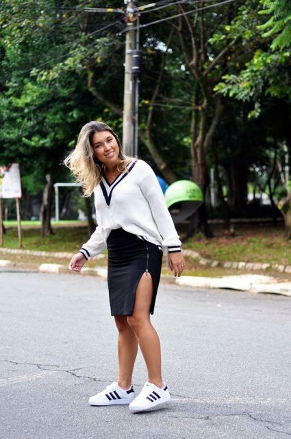 How to Wear Pencil Skirt with Sneakers – 48 Wonderful Looks With the Piece!