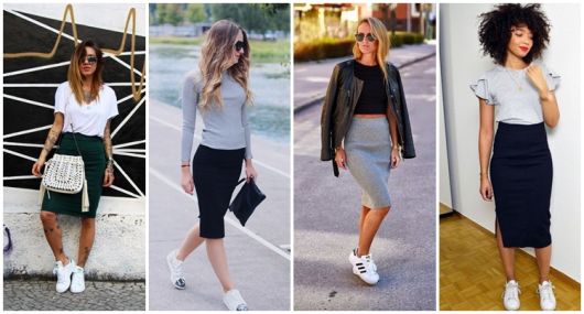 Comment porter une jupe crayon avec des baskets – 48 looks merveilleux avec la pièce !