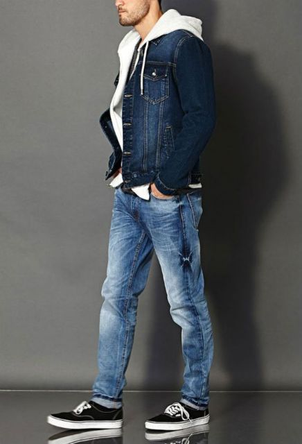 Veste en jean pour homme avec sweat – 20 modèles super stylés !