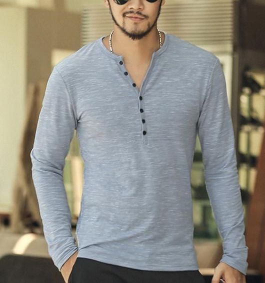 Men's henley shirt - 77 modern models and tips for using!