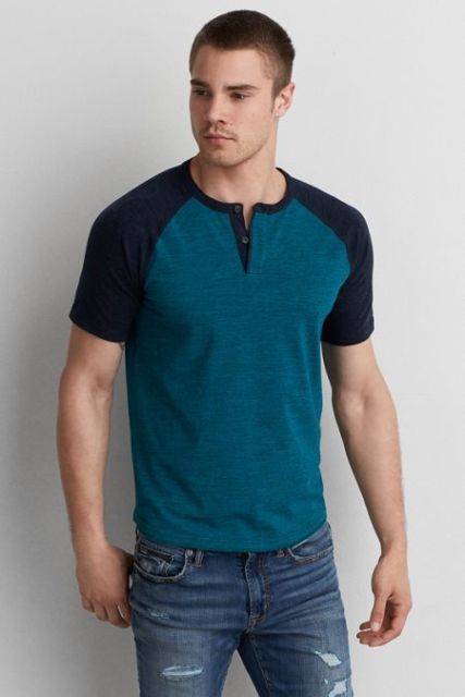 Men's henley shirt - 77 modern models and tips for using!