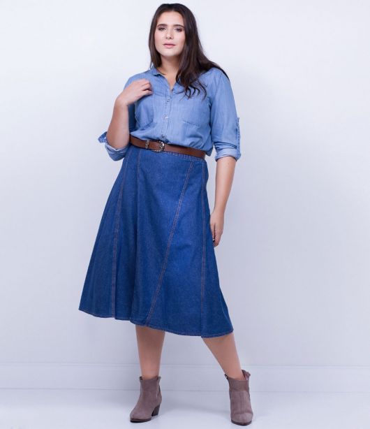 Midi Jeans Skirt: How to wear it? Models and + 60 looks!