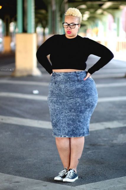 Midi Jeans Skirt: How to wear it? Models and + 60 looks!