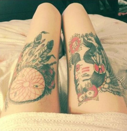 Dream Catcher Tattoo on Thigh: Photos, Drawings and Tips