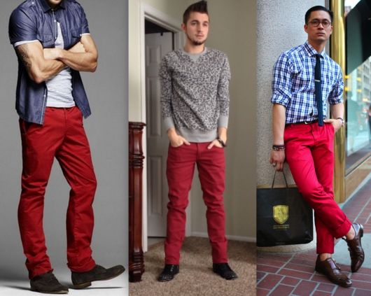 Pantaloni rossi da uomo: abbinati a cosa? Modelle + 50 look!