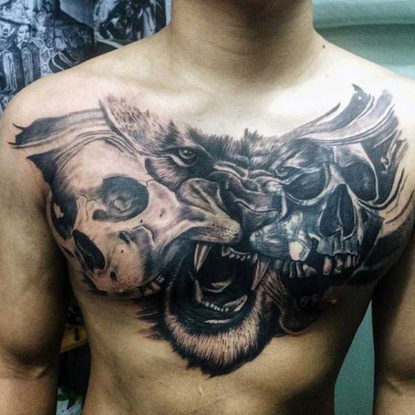 Tatuaggio sul petto maschile: 100 idee e disegni spettacolari!