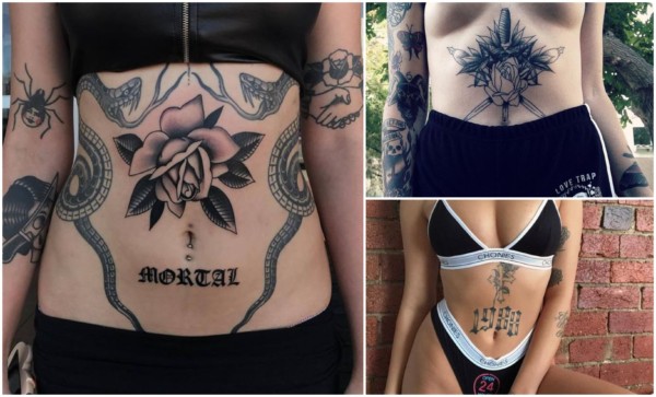 Tatuaje de vientre femenino » + 60 ideas y hermosas fotos!