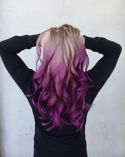Cheveux violets ombrés : idées, nuances et comment le faire étape par étape !