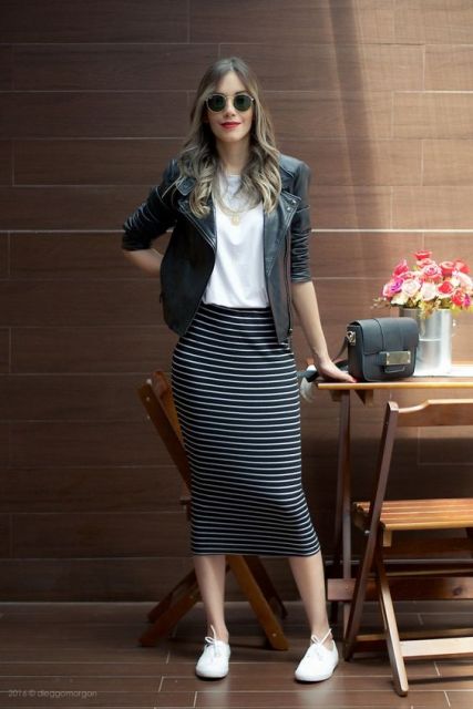 Striped pencil skirt: how to wear it with 42 must-have tips for looks!