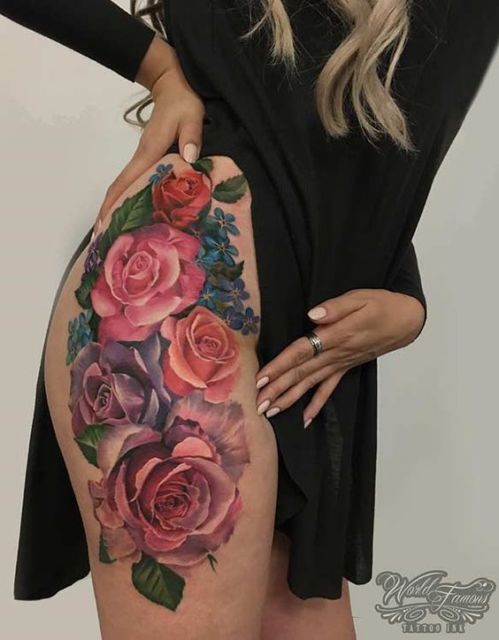 71 belles idées de tatouage de cuisse féminine et soins principaux!