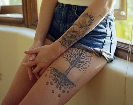 71 belles idées de tatouage de cuisse féminine et soins principaux!